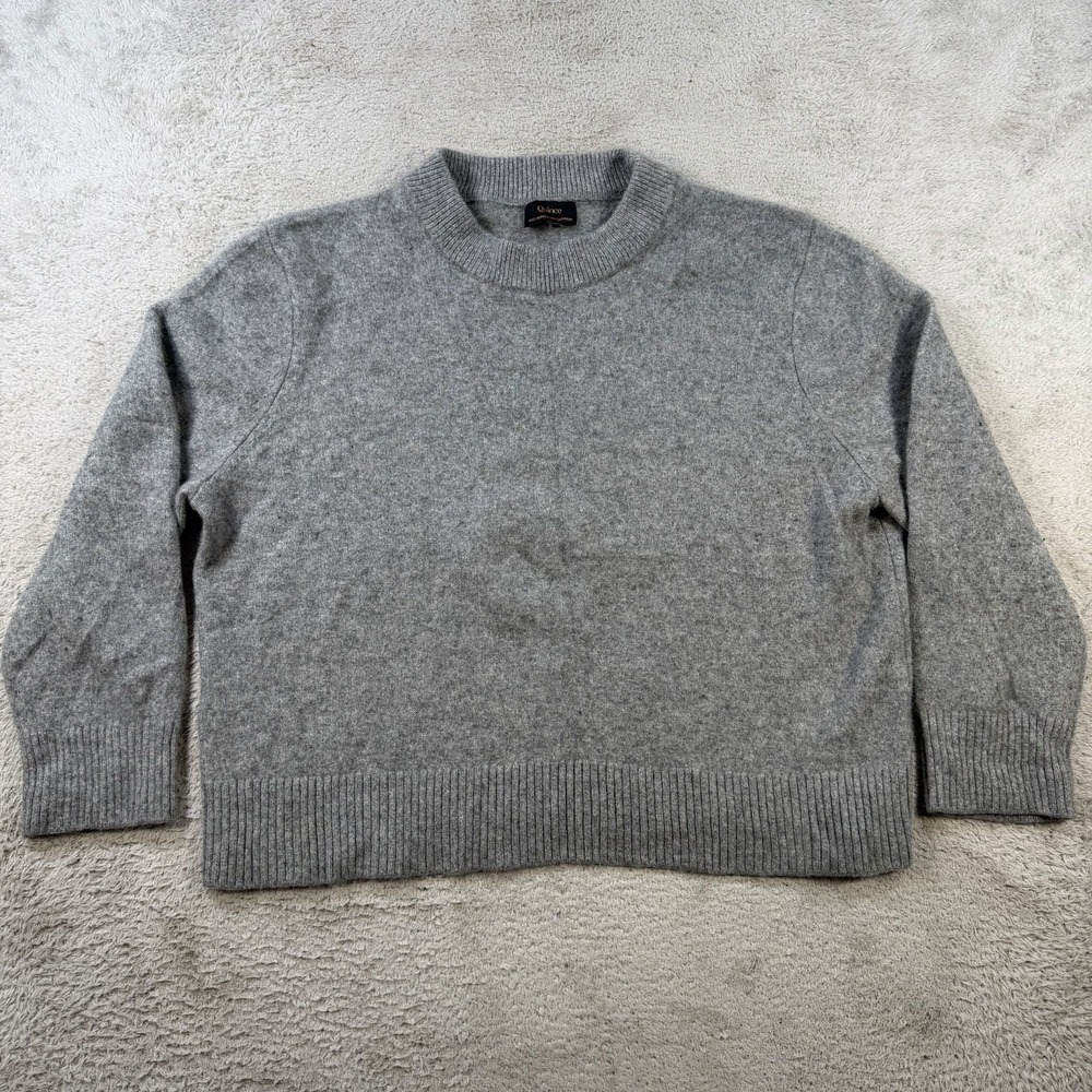 Quince Sweater Womens Large Grey 100% Cashmere Mongolian Crewneck Pullover